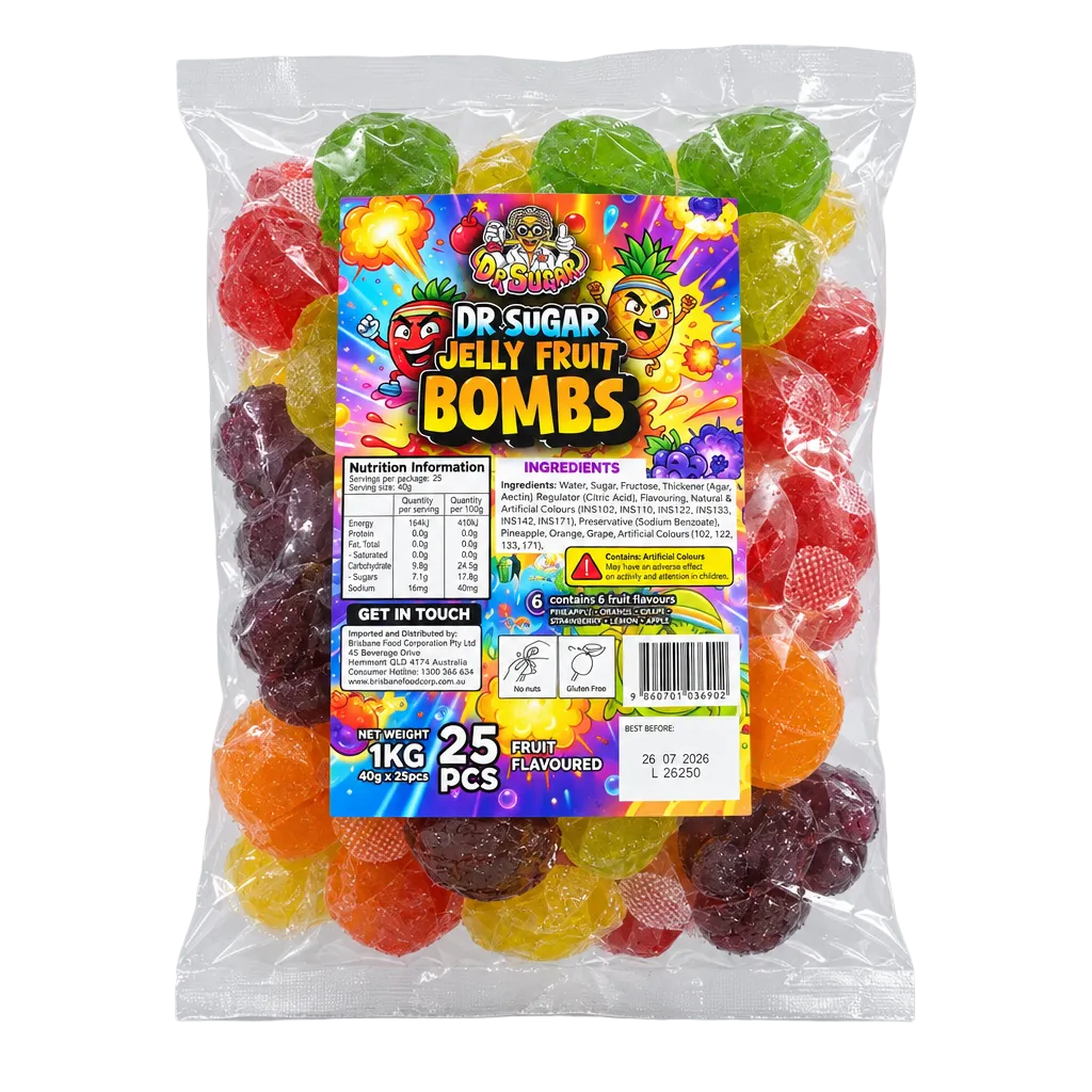 Dr Sugar Jelly Fruit Bombs 25pcs Bag 1kg