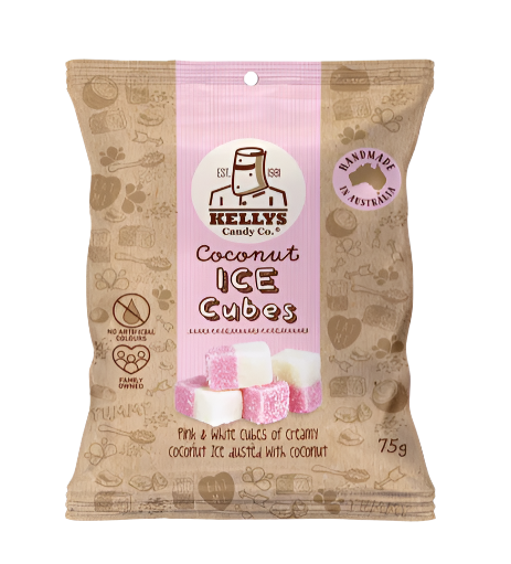 Kellys Coconut Ice Cubes 75g Snack Pack