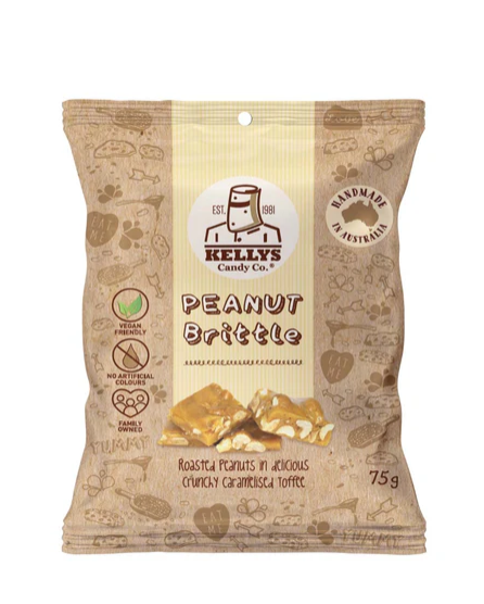 Kellys Peanut Brittle 75g Snack Pack - Tom's Confectionery Warehouse