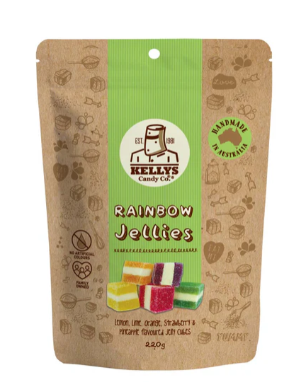 Kellys Rainbow Jellies 220g - Tom's Confectionery Warehouse