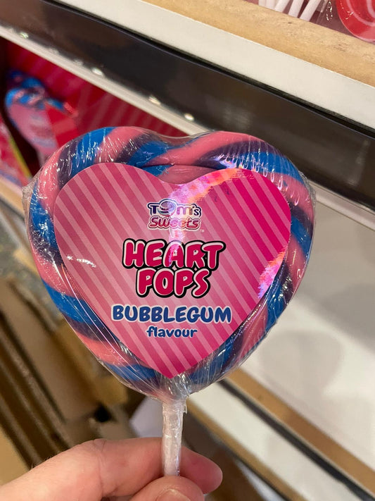 Tom's Sweets - Flavoured heart pop - Bubblegum - Tom's Confectionery Warehouse