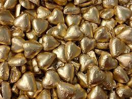 Pauls Chocolates MATTE GOLD FOILED HEARTS