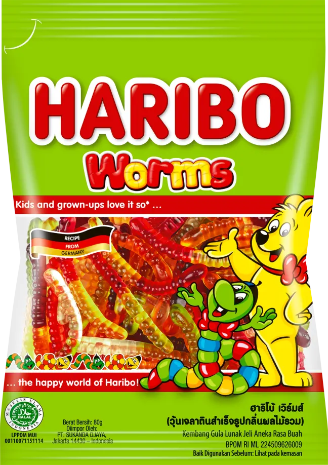 Haribo Halal Gummy Worms 80g