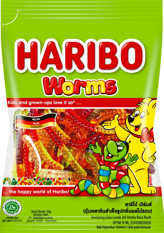Haribo Halal Gummy Worms 80g