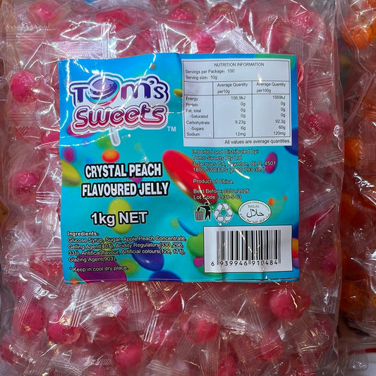 Tom’s Sweets Crystal Peach Jelly 1kg