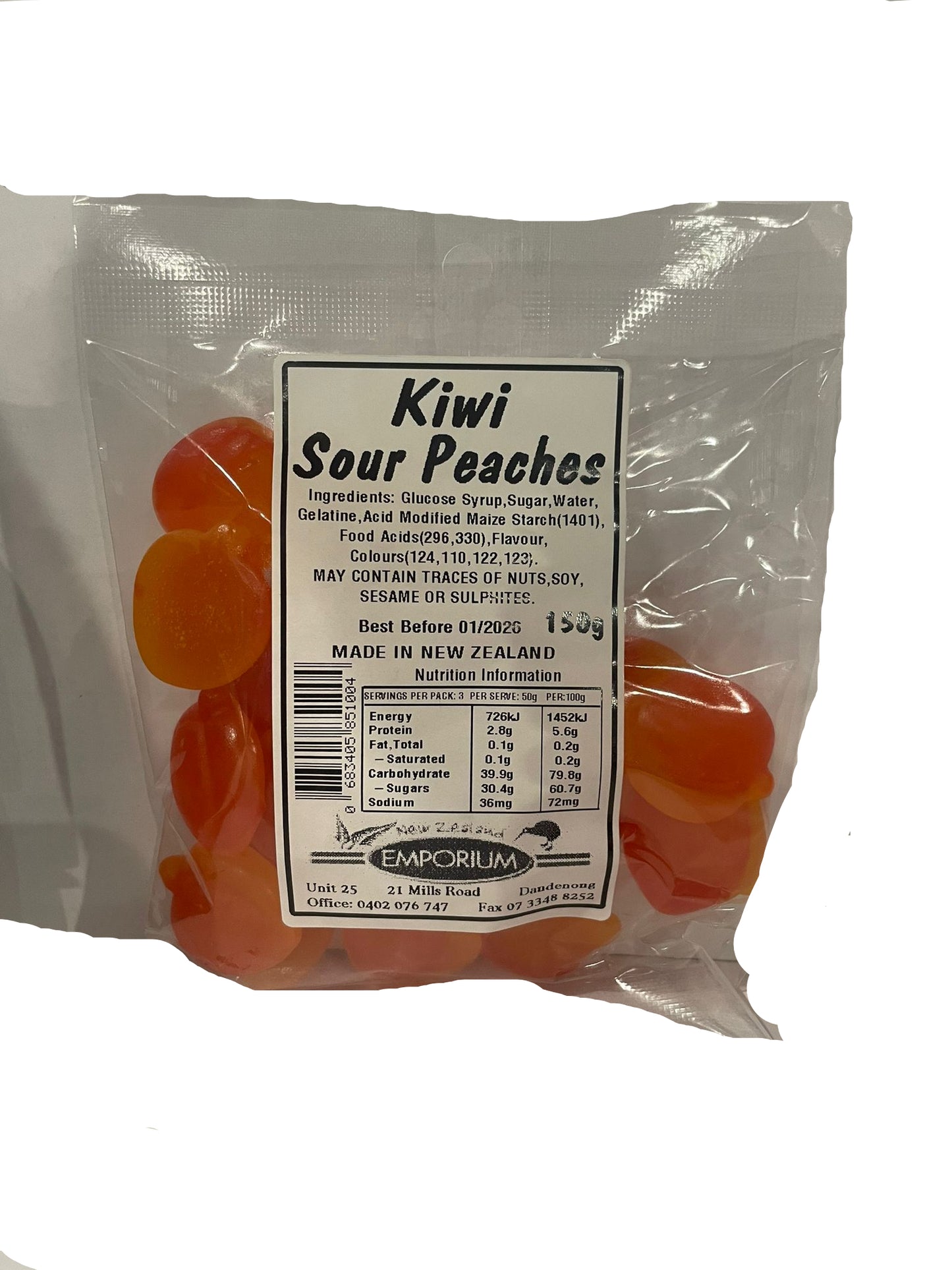 Kiwi Sour Peaches 150g