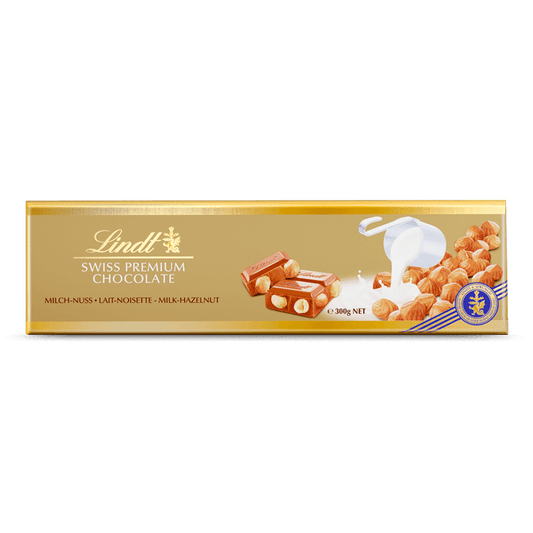 Lindt Gold Milk Hazelnut Chocolate Block 300g