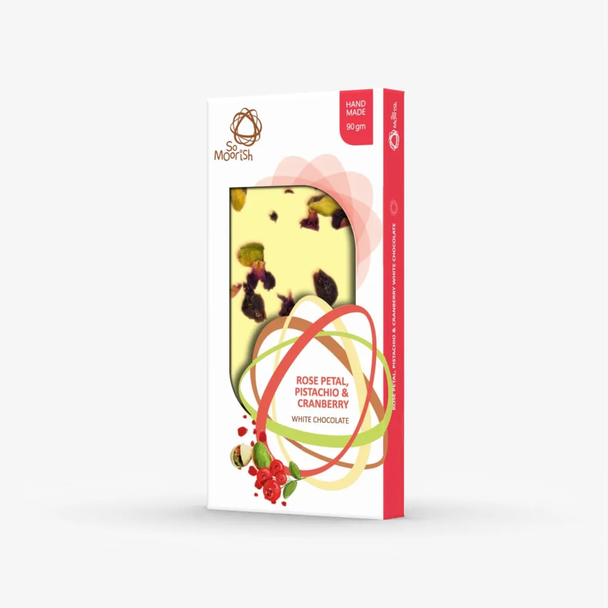 Rose Petal Pistachio and Cranberry - White Chocolate 90g