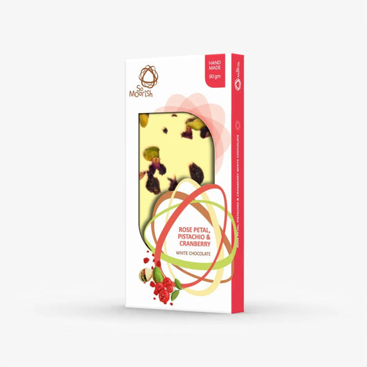 Rose Petal Pistachio and Cranberry - White Chocolate 90g