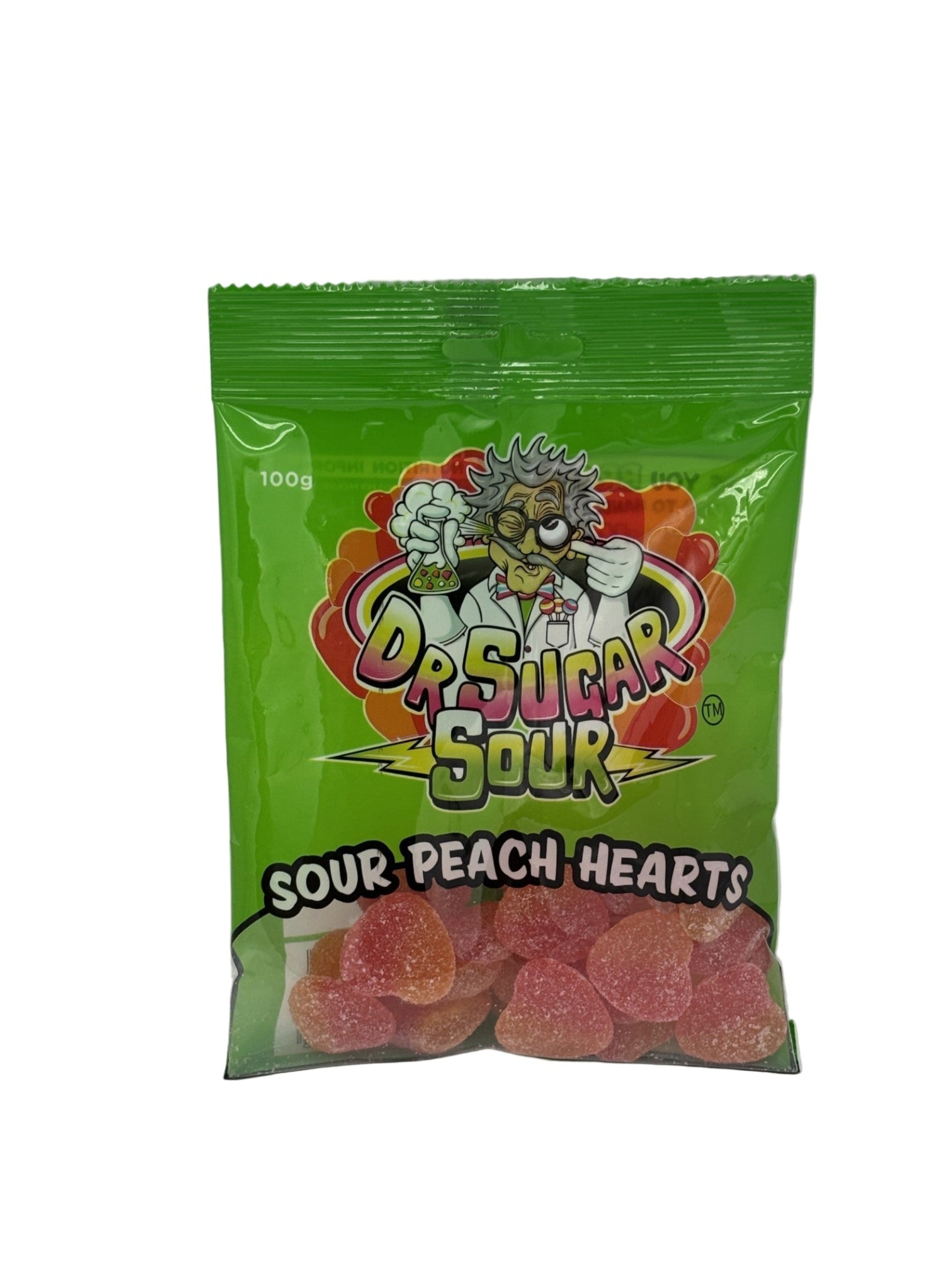 Dr Sugar Sour Peach Hearts 100g - Tom's Confectionery Warehouse