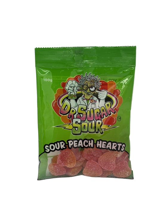 Dr Sugar Sour Peach Hearts 100g - Tom's Confectionery Warehouse