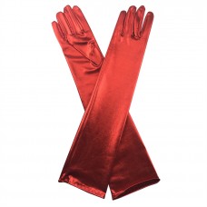 Metallic Long Gloves Red