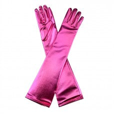 Metallic Long Gloves Hot Pink