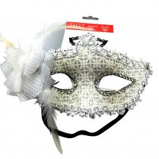 Glitter Star Mask W/FlowerWhite