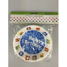 Happy Birthday 7" bowls 8pcs