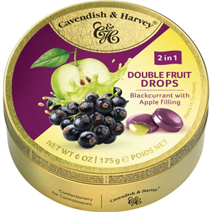 Cavendish & Harvey Duo Blackcurrant & Apple fruit drops tins 175g