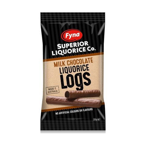 FYNA CHOC LICORICE LOGS 200G