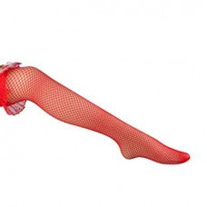 Fishnet thigh ups red