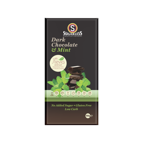 Sugarless Dark Chocolate & Mint With Stevia Block