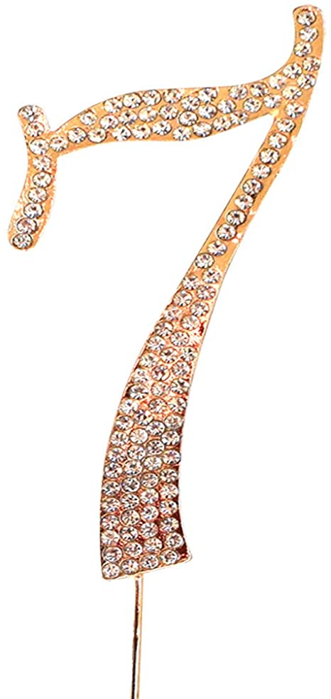Cake Topper "7" Rose Gold Diamante