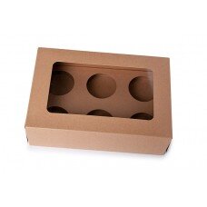 6 hole cupcake box kraft