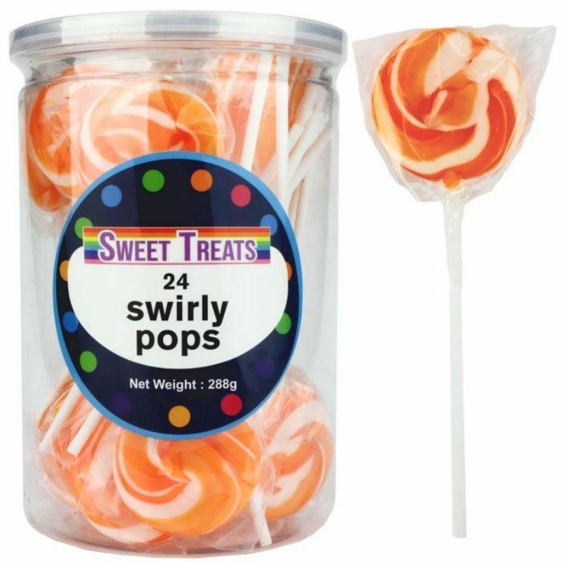 Sweet Treats Orange Swirly Pops 24pcs