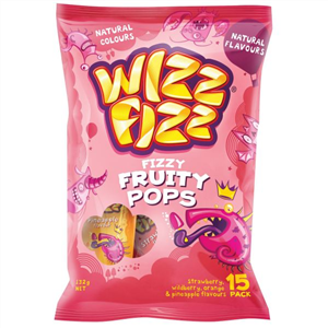 Wizz Fizz Lollipops 15pk 132g - Tom's Confectionery Warehouse