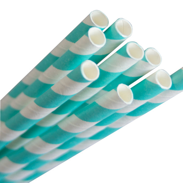 ECO-STRAW RETAIL PAPER STRAW - BLUE/WHITE - PACK 40