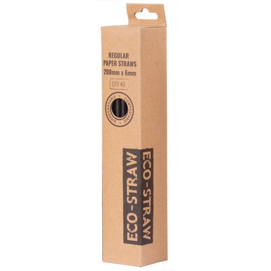 ECO-STRAW RETAIL PAPER STRAW - PLAIN BLACK - PACK 40