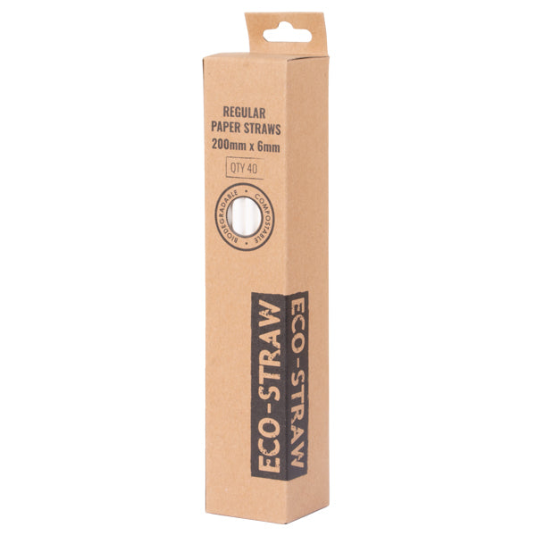 ECO-STRAW RETAIL PAPER STRAW - PLAIN WHITE - PACK 40