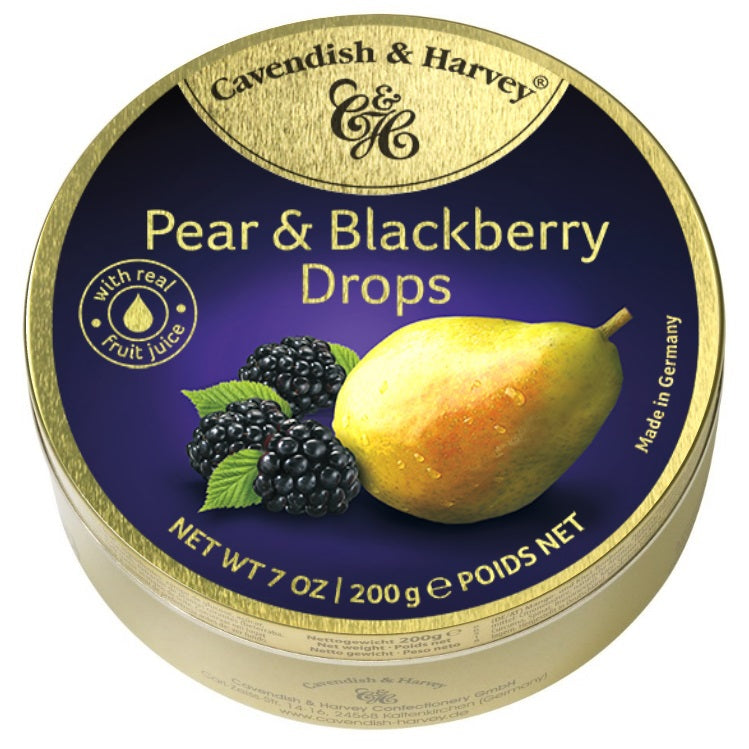 Cavendish & Harvey Pear Blackberry Drops Tin 200g