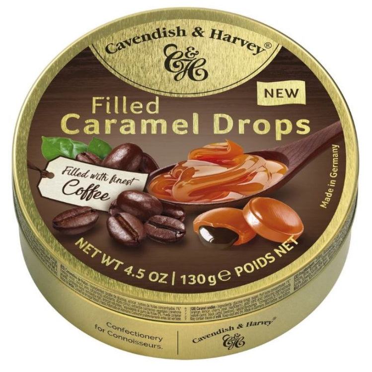 Cavendish & Harvey Caramel Drops Filled with Arabica Coffee Tin 130g
