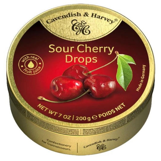 Cavendish & Harvey Sour Cherry Drops Tin 200g