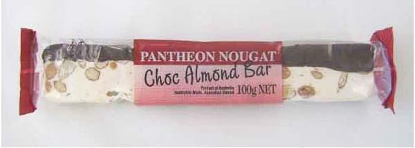 Pantheon Nougat Choc Almond Bar 100g