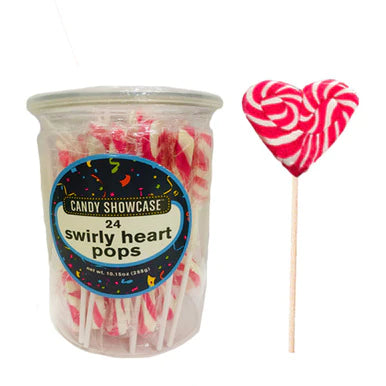 Candy Showcase Pink Swirly Heart Pops 24pcs