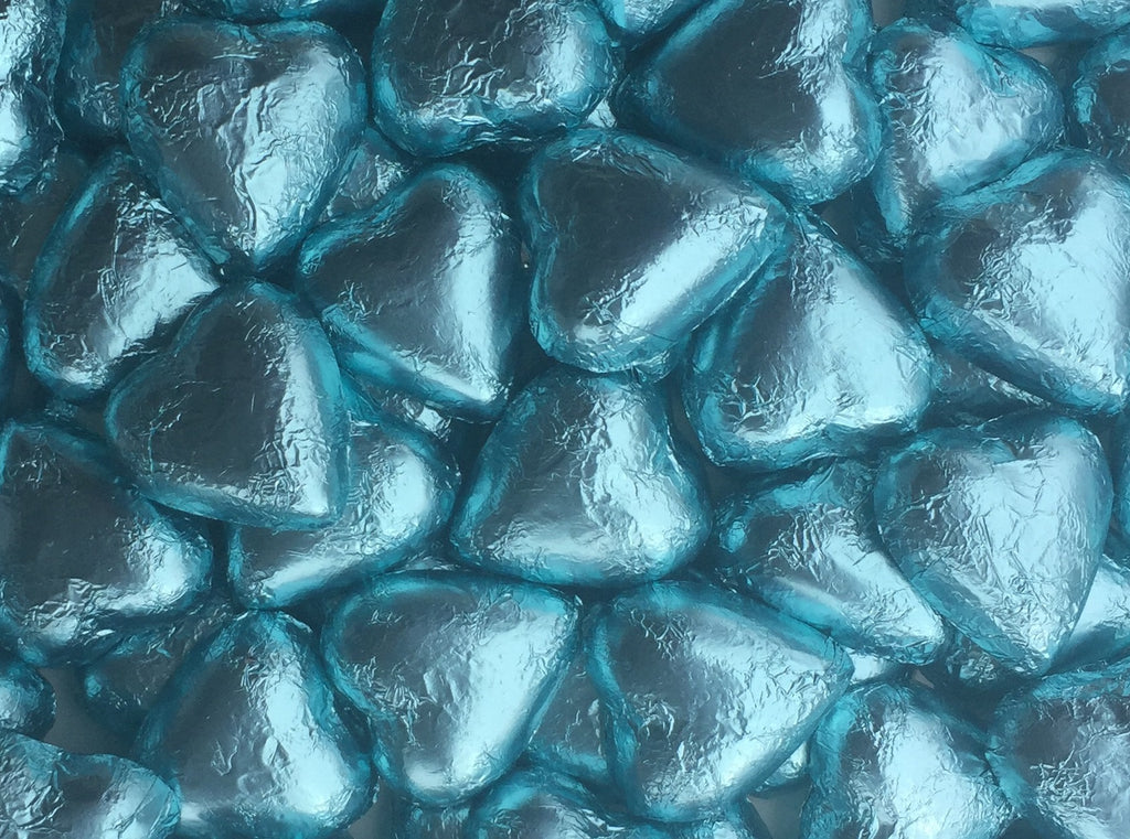 Toms Choc Hearts 1kg light blue in cello bag