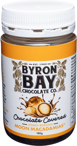Byron Bay Choc Covered Honey Roasted Moon Macadamias 180g