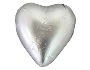 Toms Choc Hearts 1kg matte silver foiled in cello bag