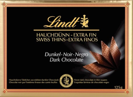 Lindt Swiss Extra Dark Choc Thins Gift Box 125g