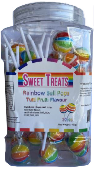 Sweet Treats Rainbow  ball pops - 1 jar x 24Pcs 15g