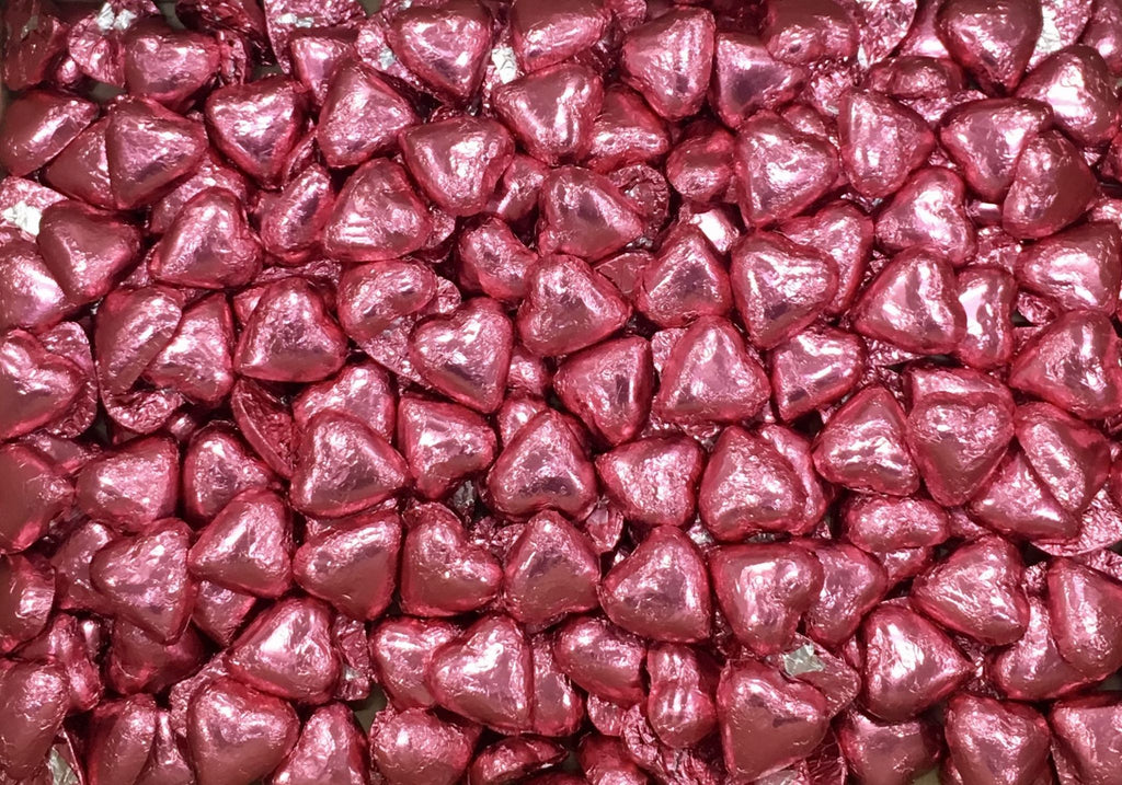 Toms Choc Hearts 1kg rose foiled in cello bag