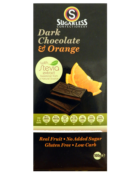Sugarless Dark Chocolate & Orange Cream with Stevia 100g