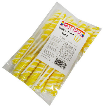 Sweet Treats Yellow Twist Pops 24pcs - Tom's Confectionery Warehouse