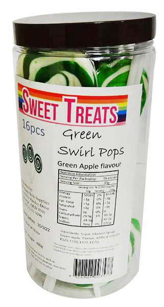 Sweet Treats Green Swirl Pops 16pcs