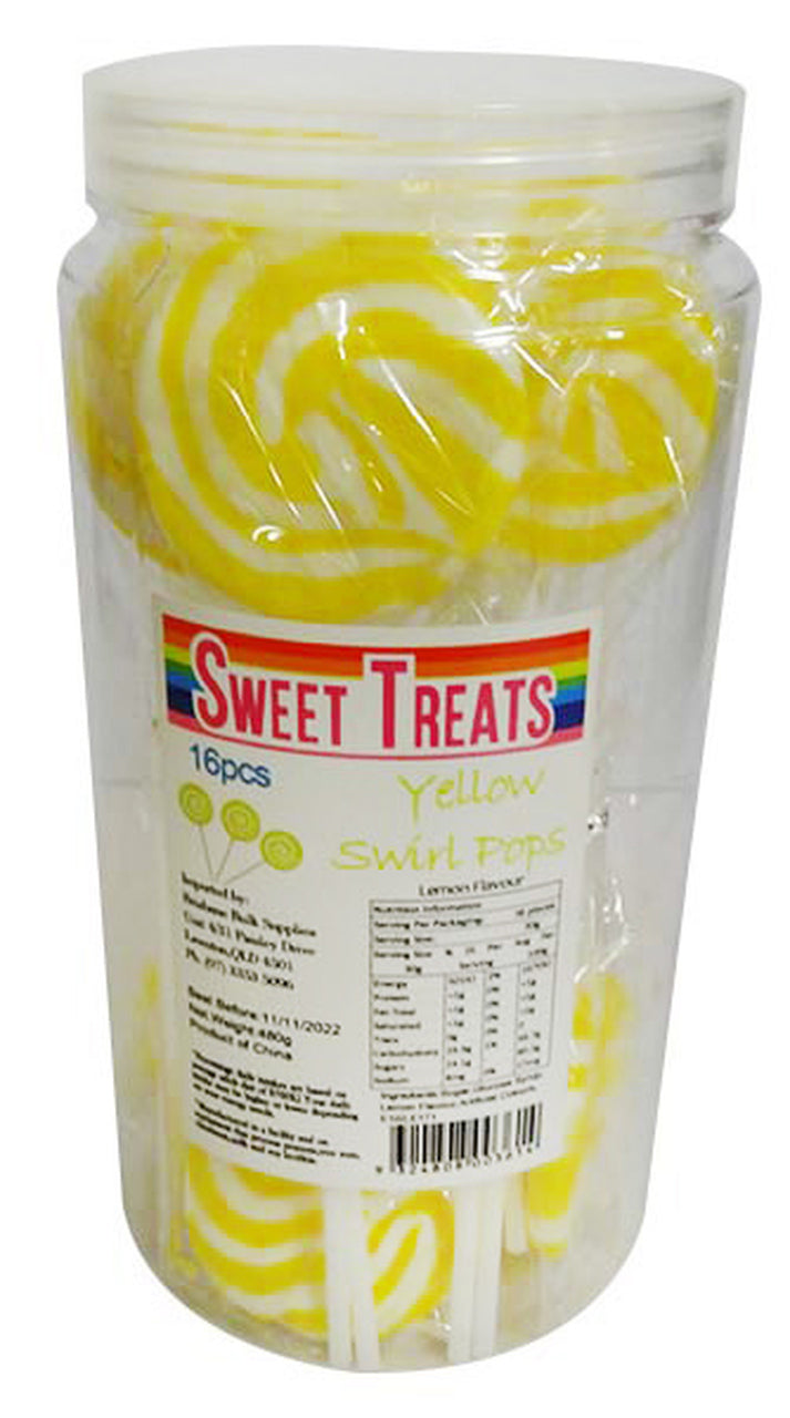 Sweet Treats Yellow Swirl Pops 16pcs