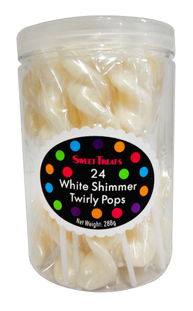 Sweet Treats White Shimmer Twirly Pops 24pcs