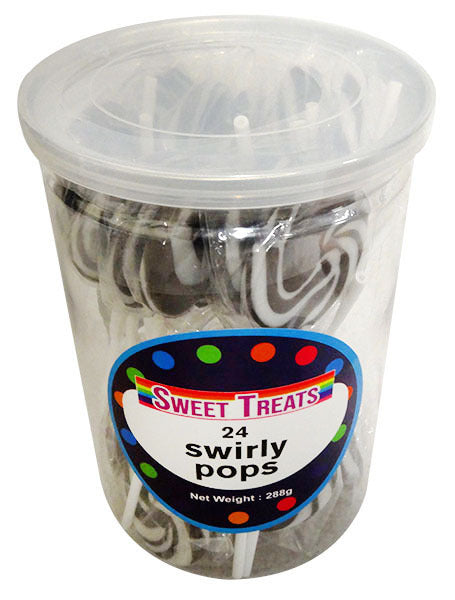 Sweet Treats Black Swirly Pops 24pcs