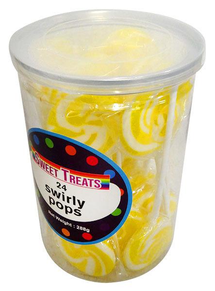 Sweet Treats Yellow Swirly Pops 24pcs