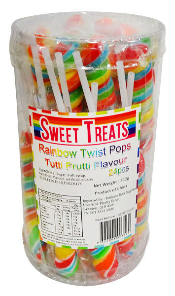 Sweet Treats Rainbow Tutti Frutti Twist Pops 48pcs