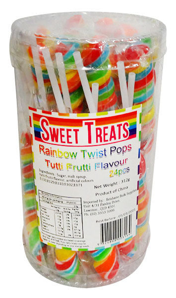 Sweet Treats Rainbow Twist Pops 24pcs